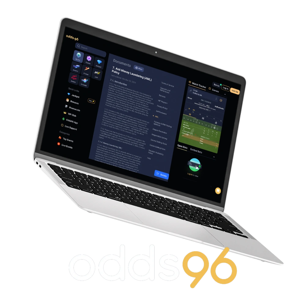 The specific mechanisms Odds96 employs to detect and prevent money laundering activities.