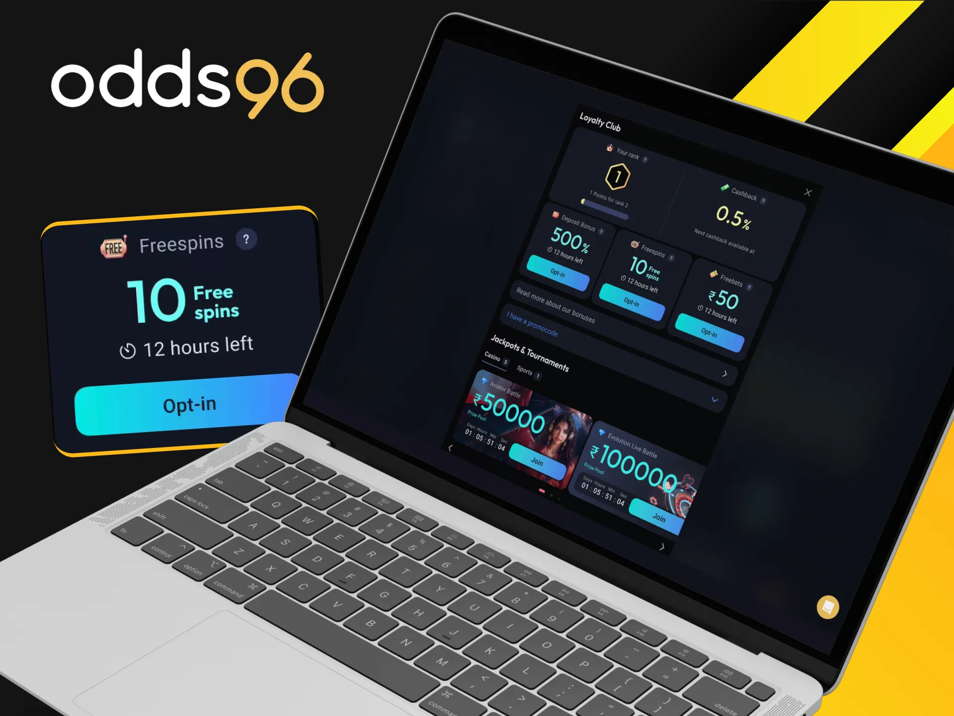 How many free spins are available to players at Odds96?
