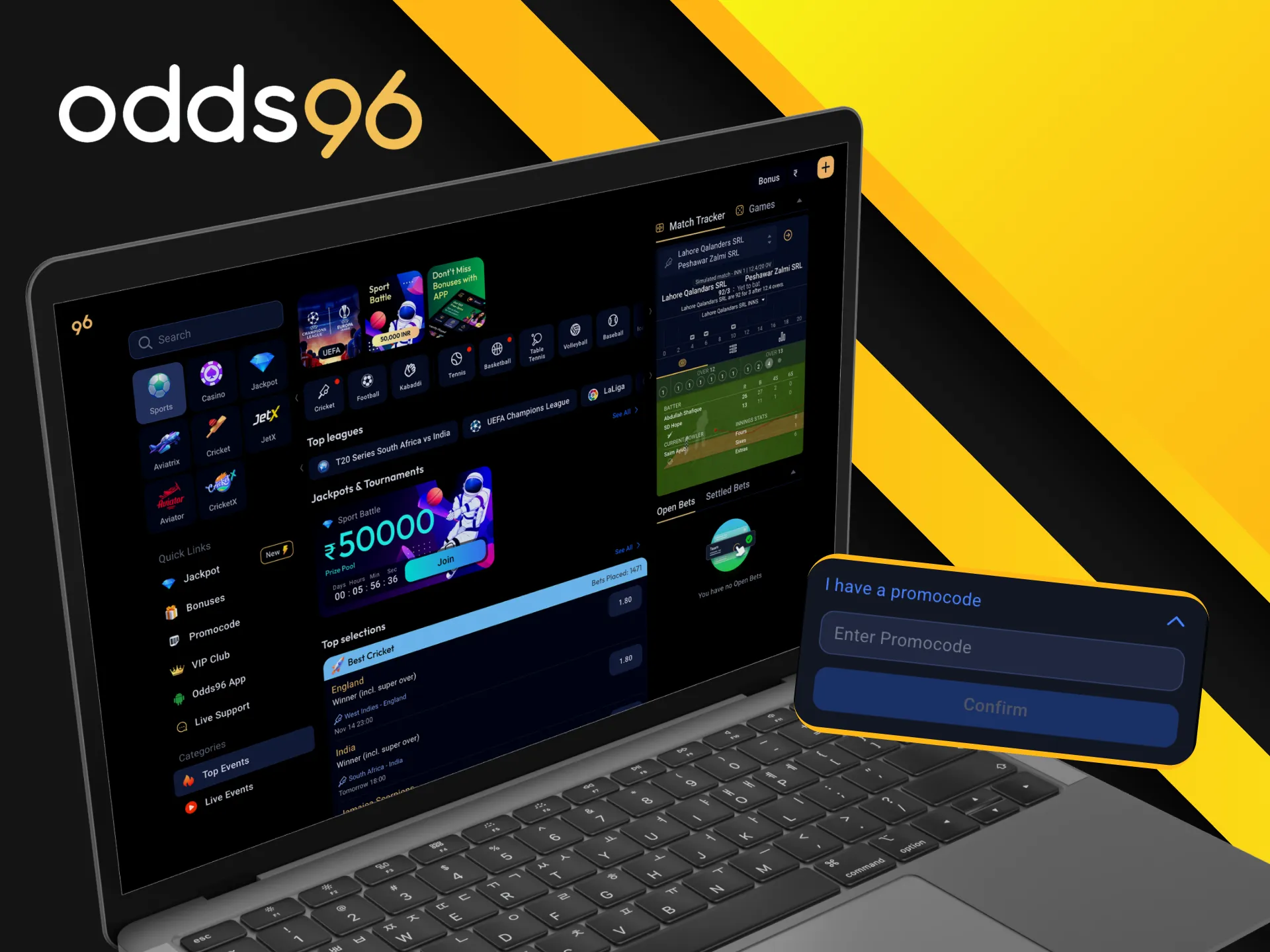 Is there a specific promo code available for sports betting at Odds96?