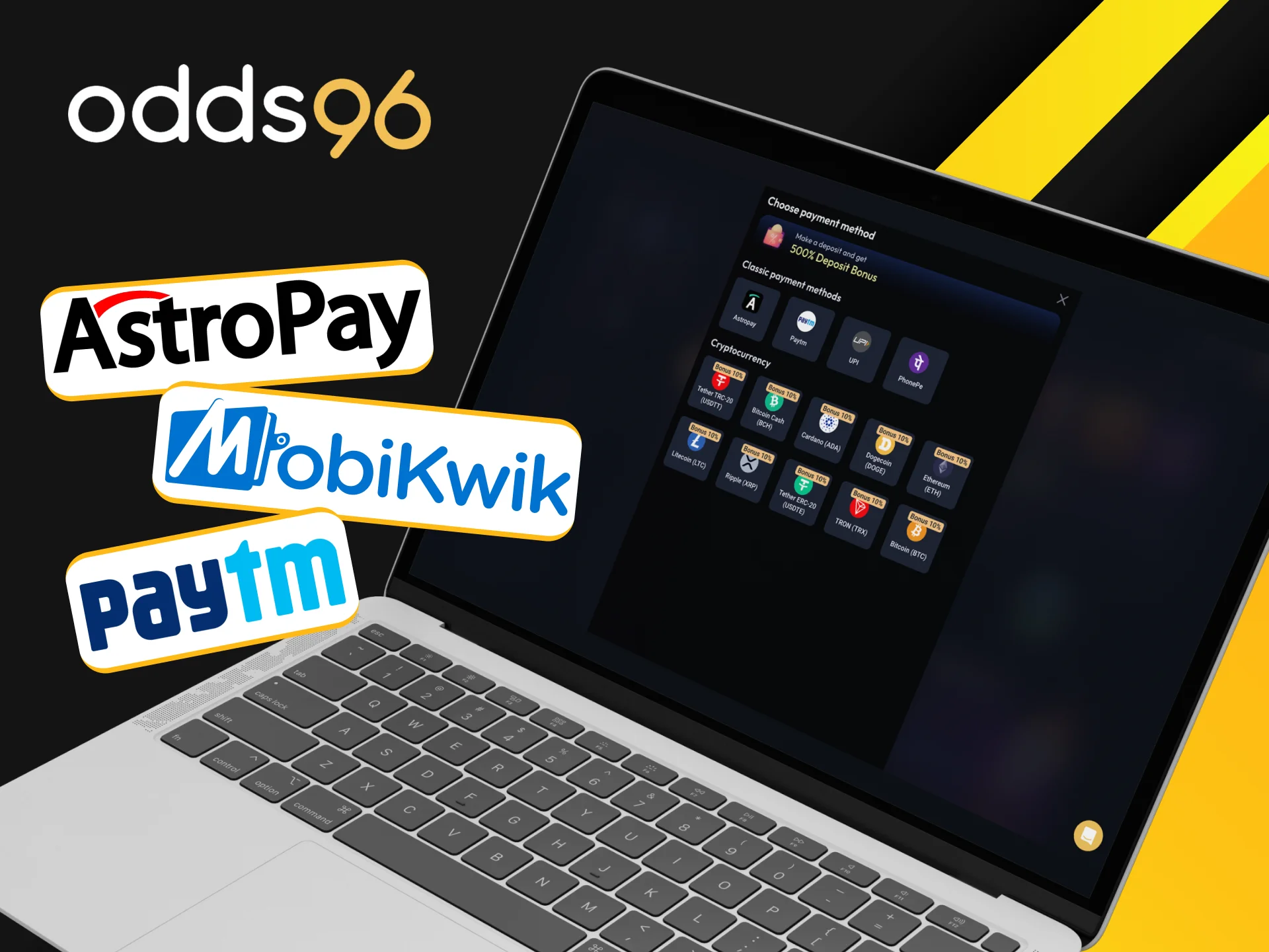 Which payment options are supported by the Odds96 online casino?