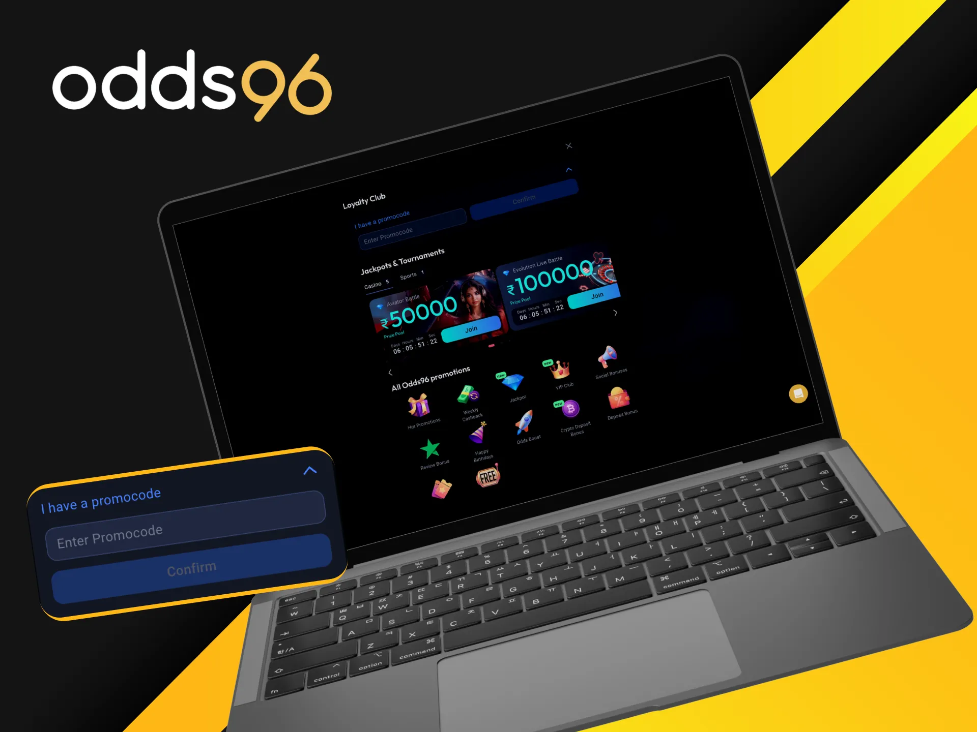 Which promo codes are available for use at the Odds96 online casino?