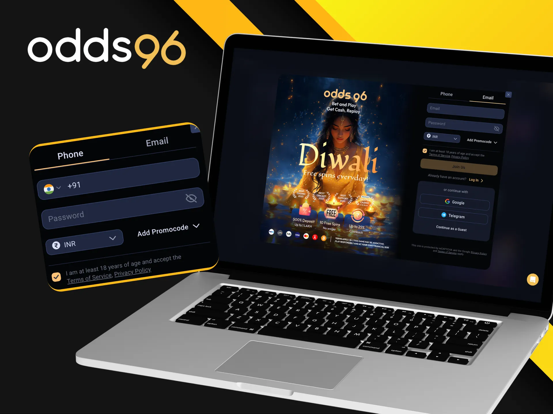 A step-by-step guide to opening your Odds96 casino account.