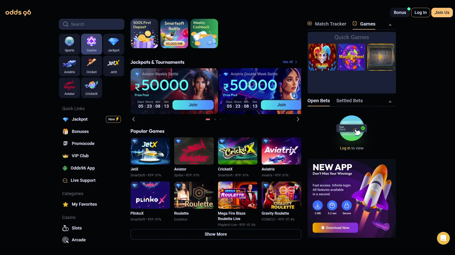 Dive into the premium casino experience offered by Odds96.