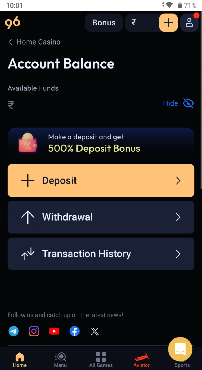 How do I find the withdrawal page on the Odds96 online casino website?
