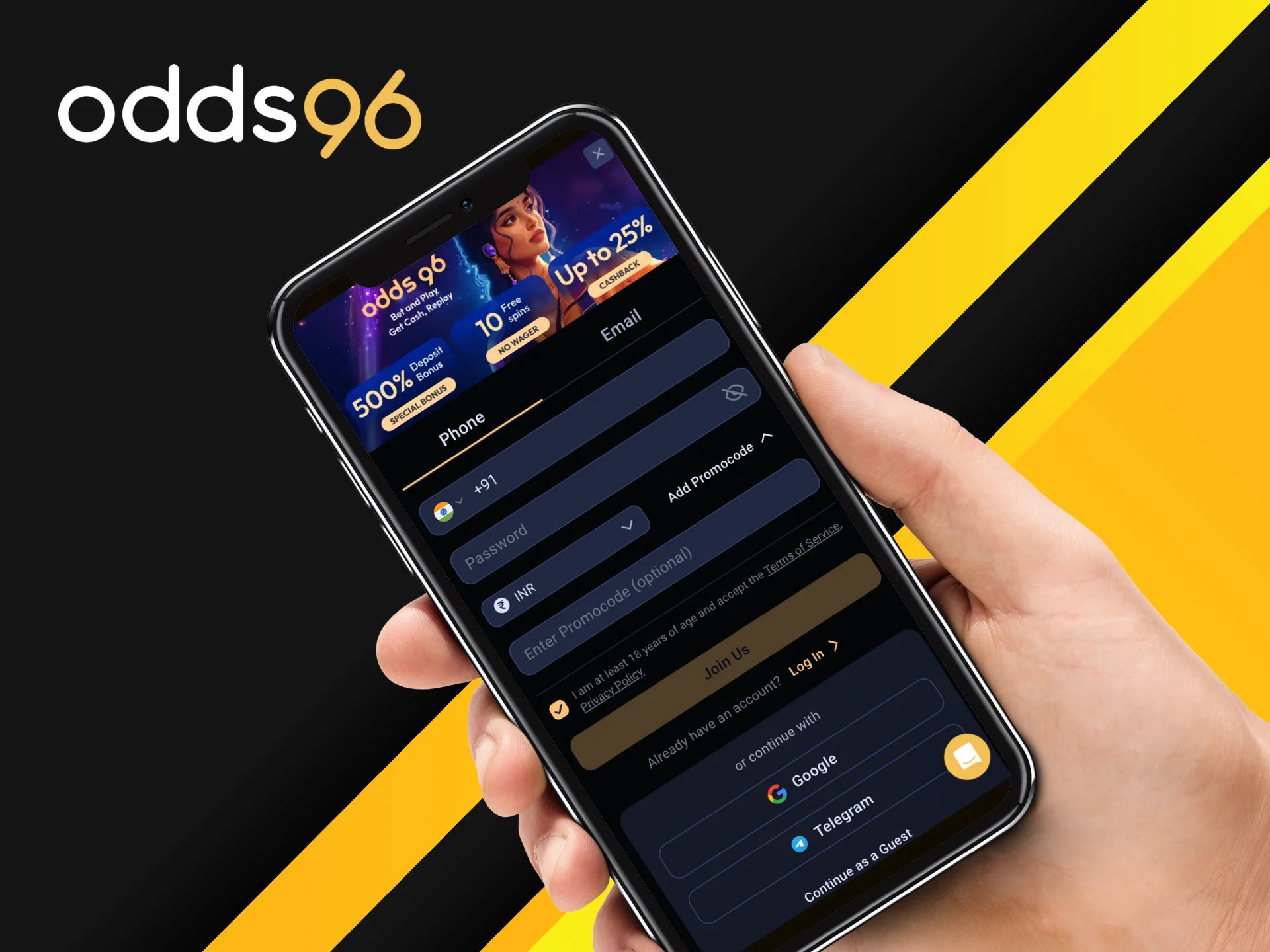 Make sure to review the terms and conditions for using promotional codes at Odds96 online casino.