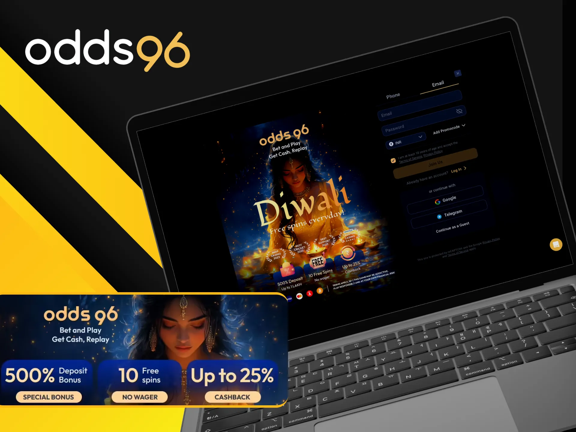 What rewards am I eligible for after signing up with Odds96?