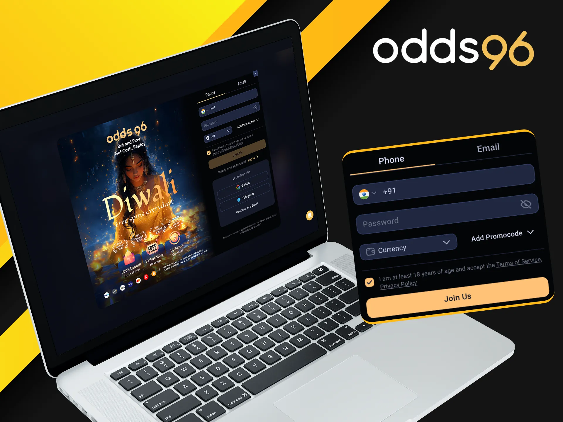 Can I use my mobile number to register an account at Odds96?