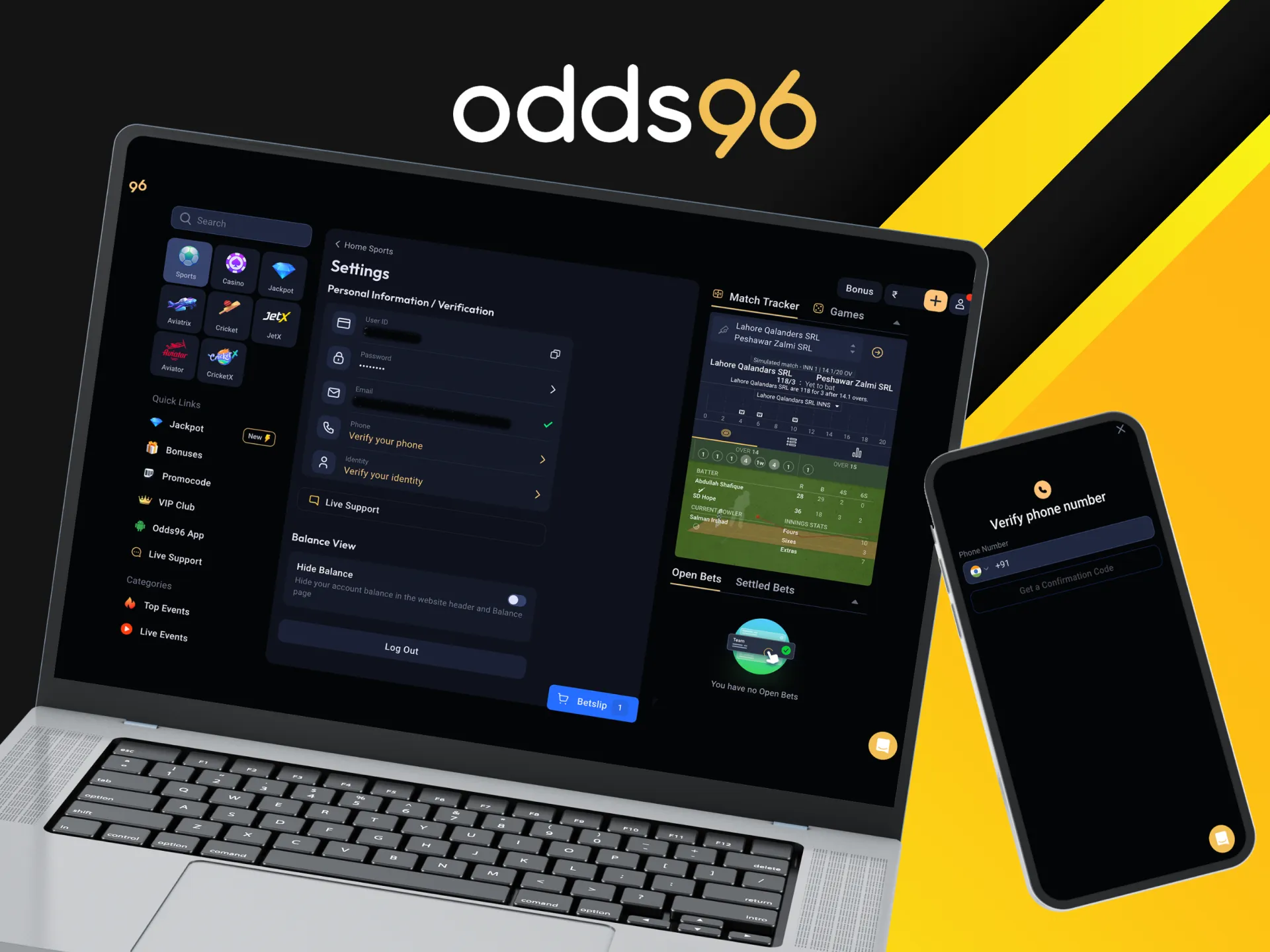 Is account verification mandatory at the Odds96 online casino?