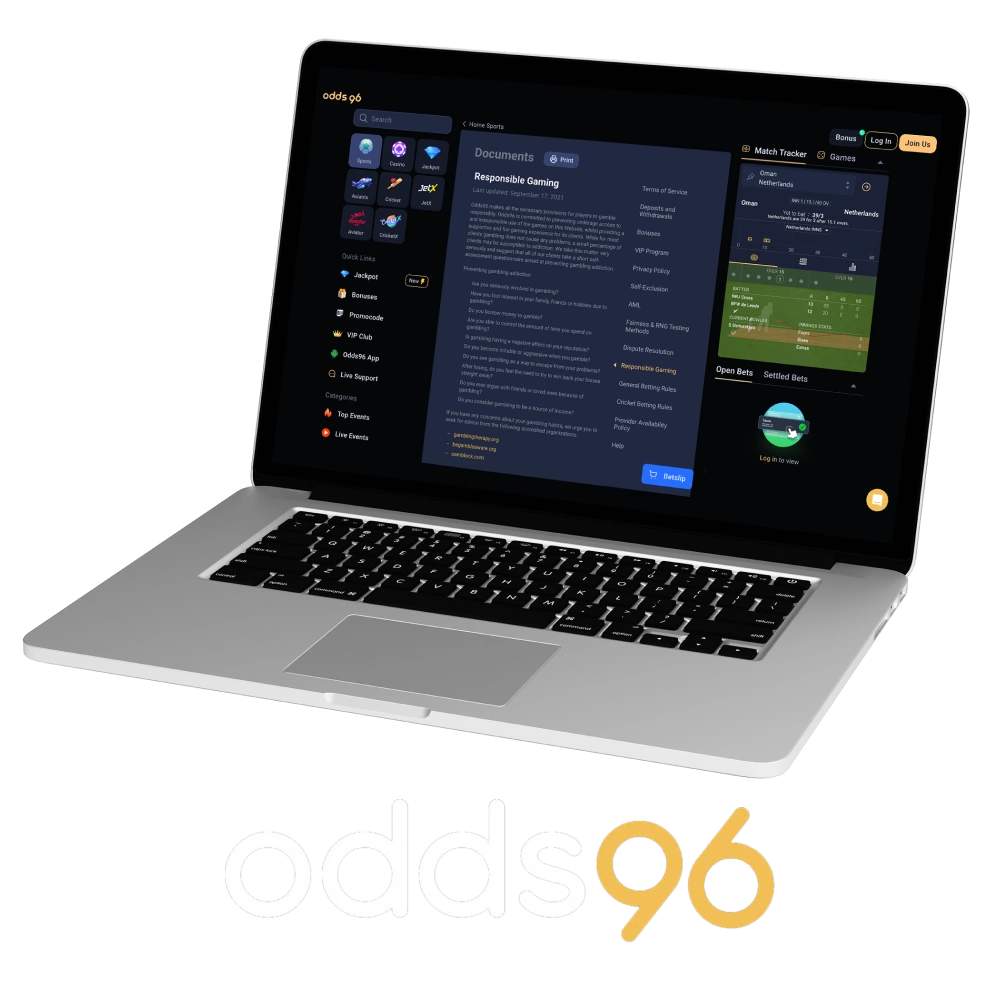 The specific steps and policies Odds96 uses to promote safe gambling.