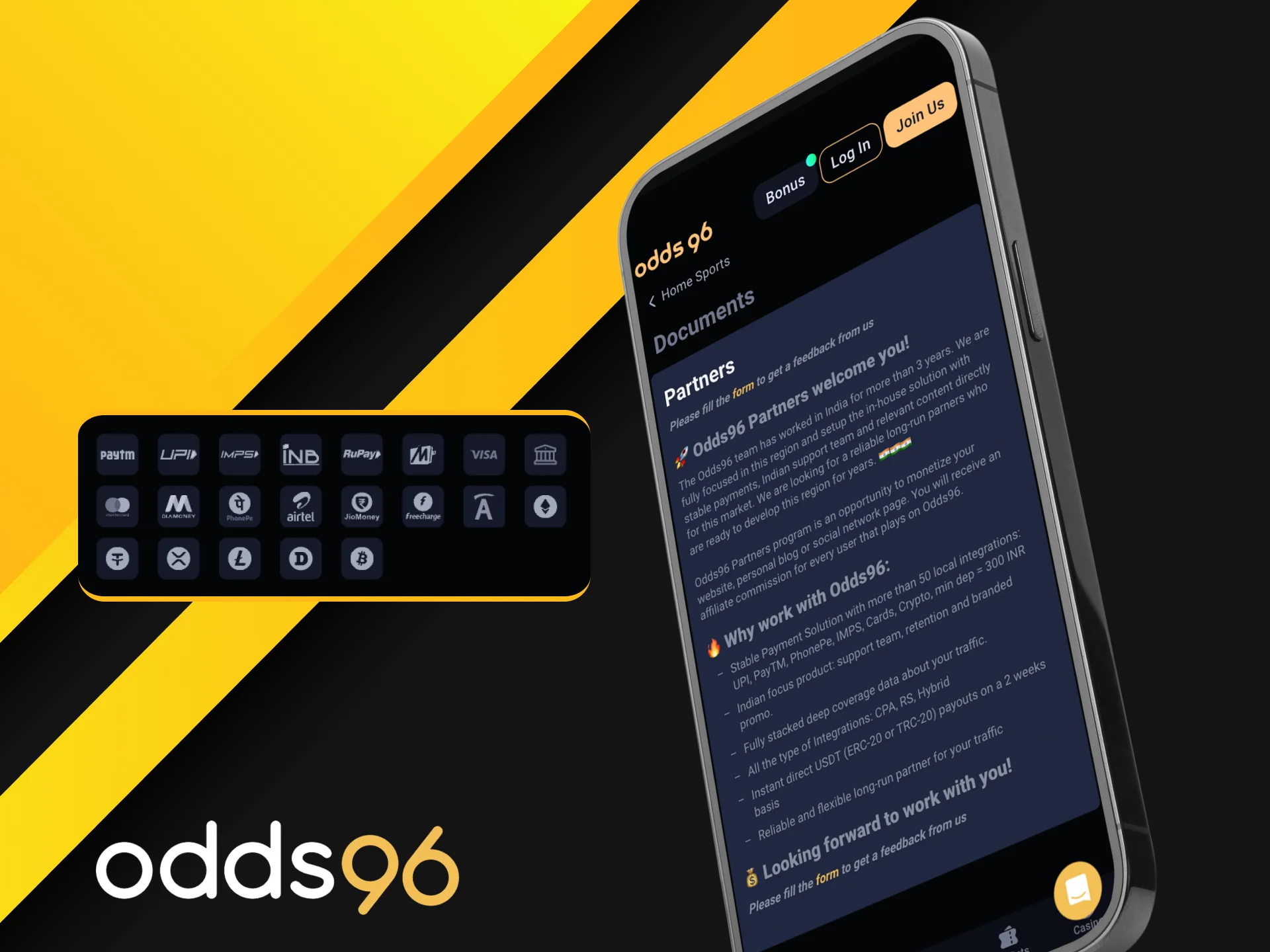 Select the compensation plan that best aligns with your goals within the Odds96 affiliate system.