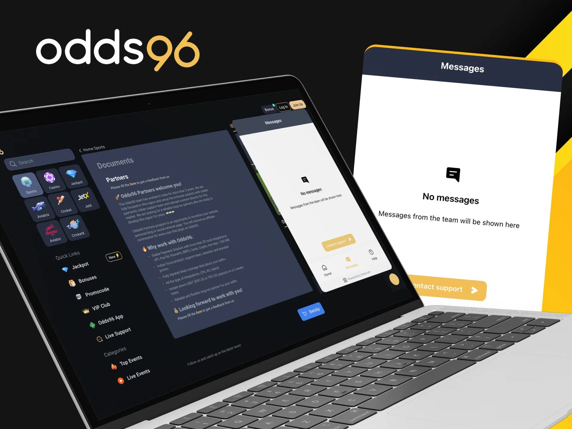 If you have any questions regarding the Odds96 affiliate program, our technical support team is ready to help.