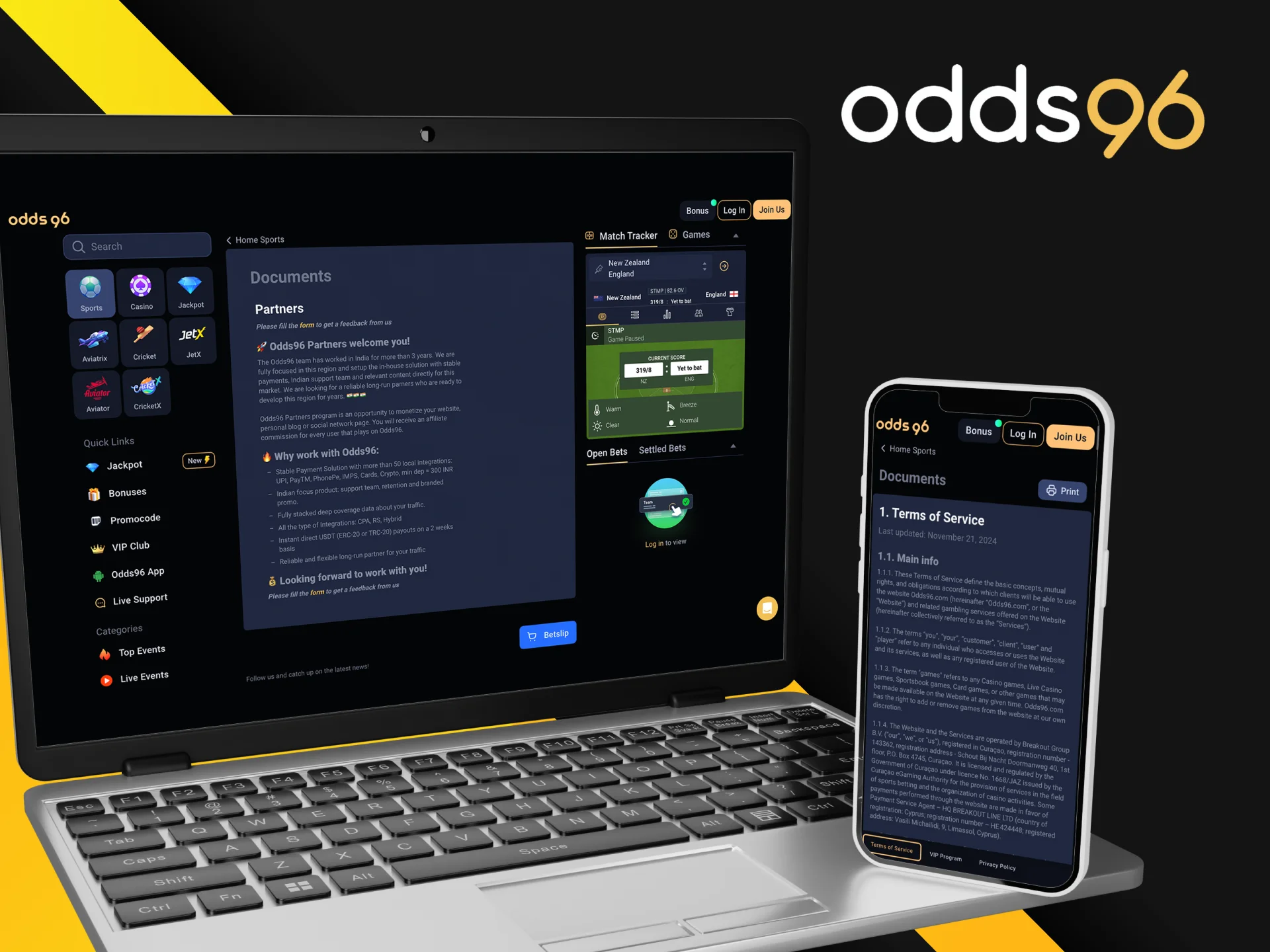 Review the Odds96 Affiliate Program Terms and Conditions.