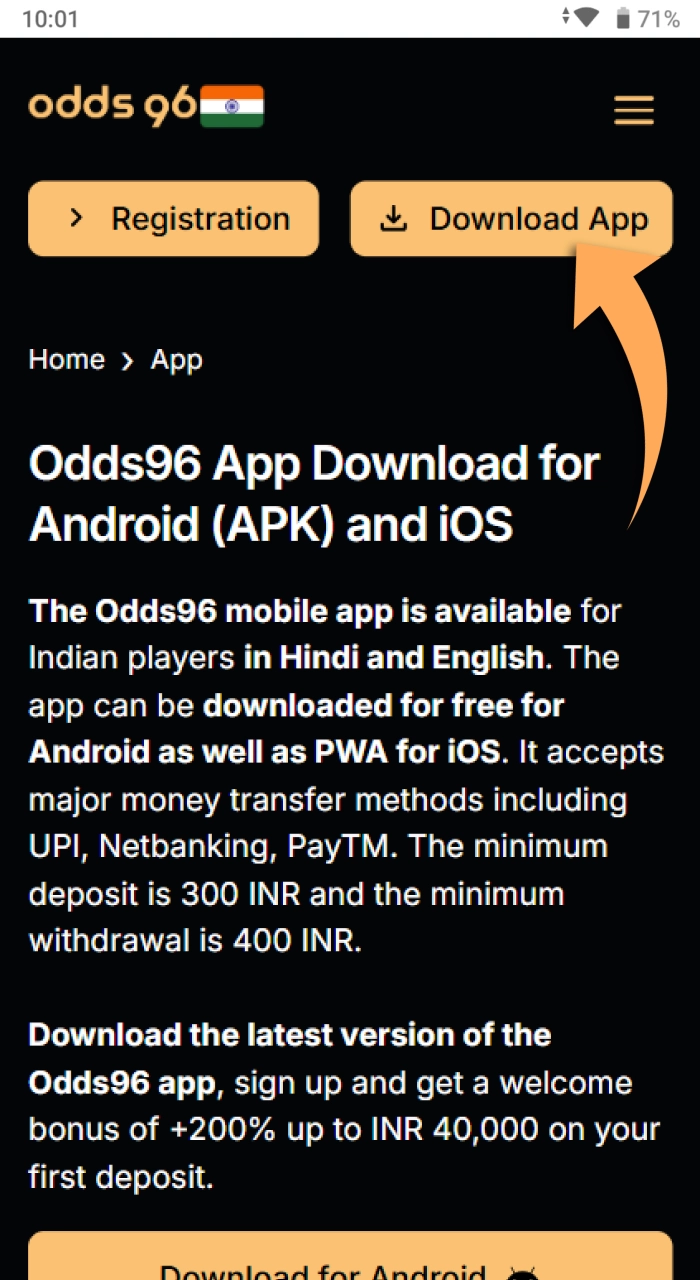 You can find the official Odds96 online casino app available for download on our main website.