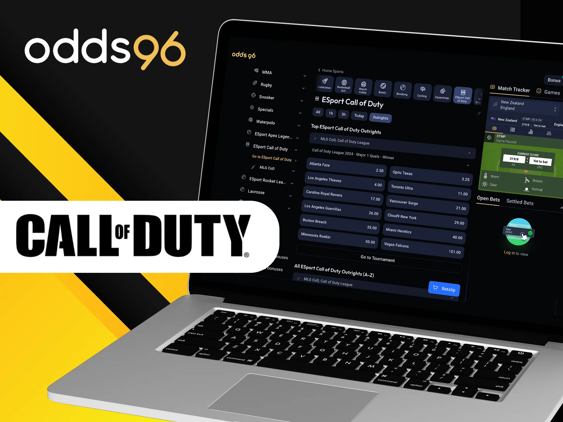 Put your intuition to the test by betting on Call of Duty matches at Odds96.