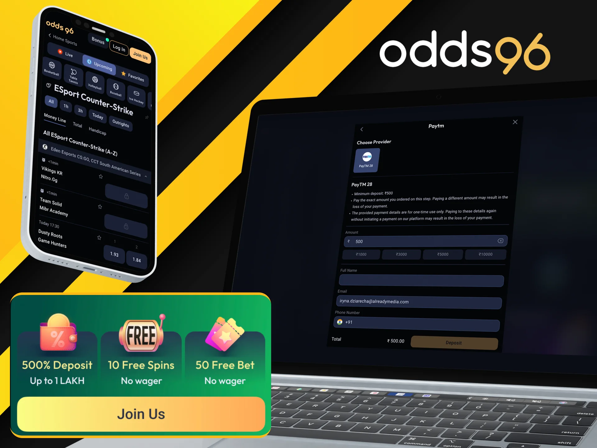 Boost your bankroll with the Odds96 eSports welcome bonus.